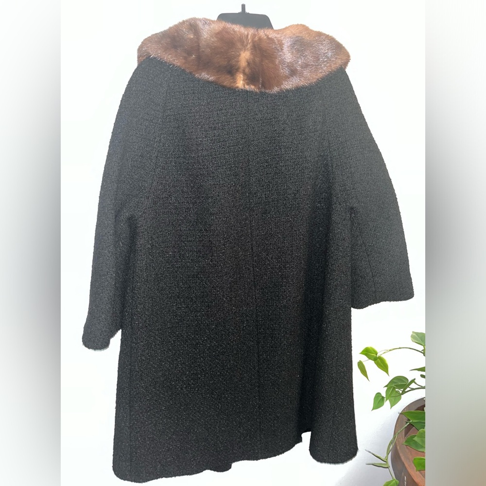 Vintage 50s/60s Possibly Mink Fur Collar Wool Bouclé Coat Union Made ILGWU - Picture 2 of 8